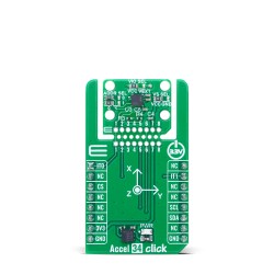 ADXL382-2 accelerometer chip - MEMS motion detection board - Accel 34 Click featuring ADXL382-2 - Front ADXL382-2 accelerometer chip - MEMS motion detection board - Accel 34 Click featuring ADXL382-2 - Front