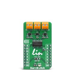TLE7268SKXUMA1 Dual LIN Transceiver – Dual LIN Click for Automotive Networking - Front TLE7268SKXUMA1 Dual LIN Transceiver – Dual LIN Click for Automotive Networking - Front