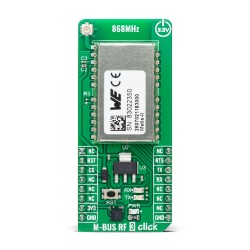 Shop Click Boards Wireless Connectivity Sub-1 GHz Transceievers M-BUS RF 3 Click Front Shop Click Boards Wireless Connectivity Sub-1 GHz Transceievers M-BUS RF 3 Click Front