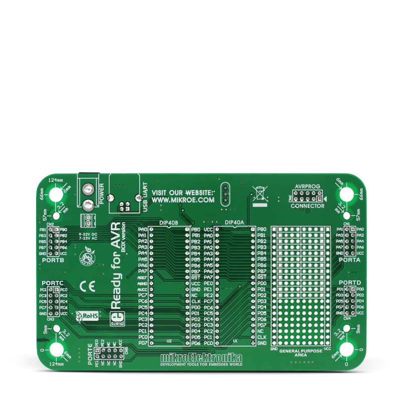 Mikroe Ready for AVR Board back Mikroe Ready for AVR Board back
