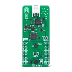 CD4060B oscillator chip - TDS Click water quality module - Total dissolved solids measurement board - Front CD4060B oscillator chip - TDS Click water quality module - Total dissolved solids measurement board - Front