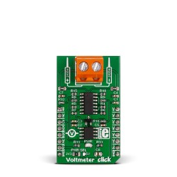 Voltmeter Click featuring MCP609 operational amplifier for accurate voltage sensing - Front Voltmeter Click featuring MCP609 operational amplifier for accurate voltage sensing - Front