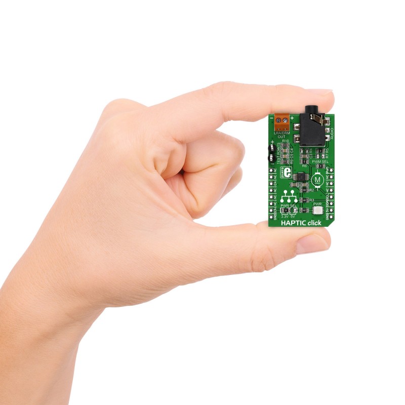 Haptic click board with DRV2605 Haptic driver for ERM and LRA vibration motors