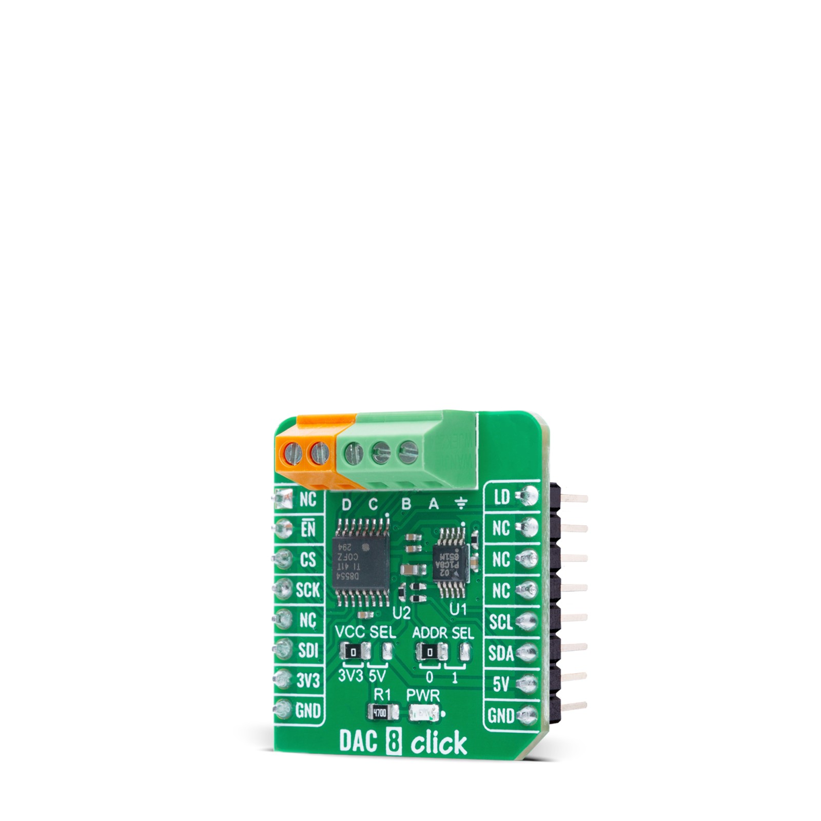 DAC 8 Click | DAC8554IPWR Quad 16-bit DAC Board