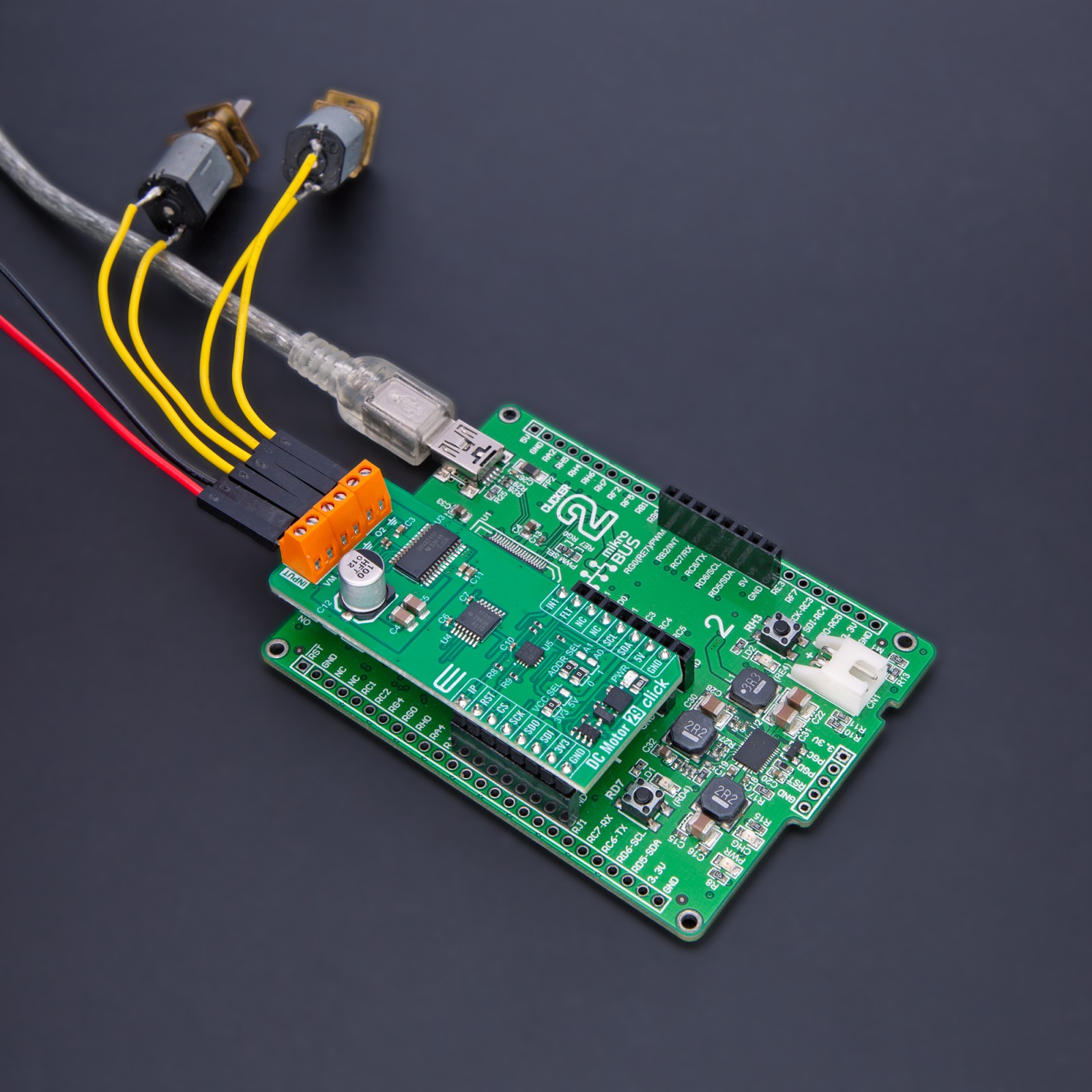 DC Motor 29 Click with DRV8245P Motor Driver