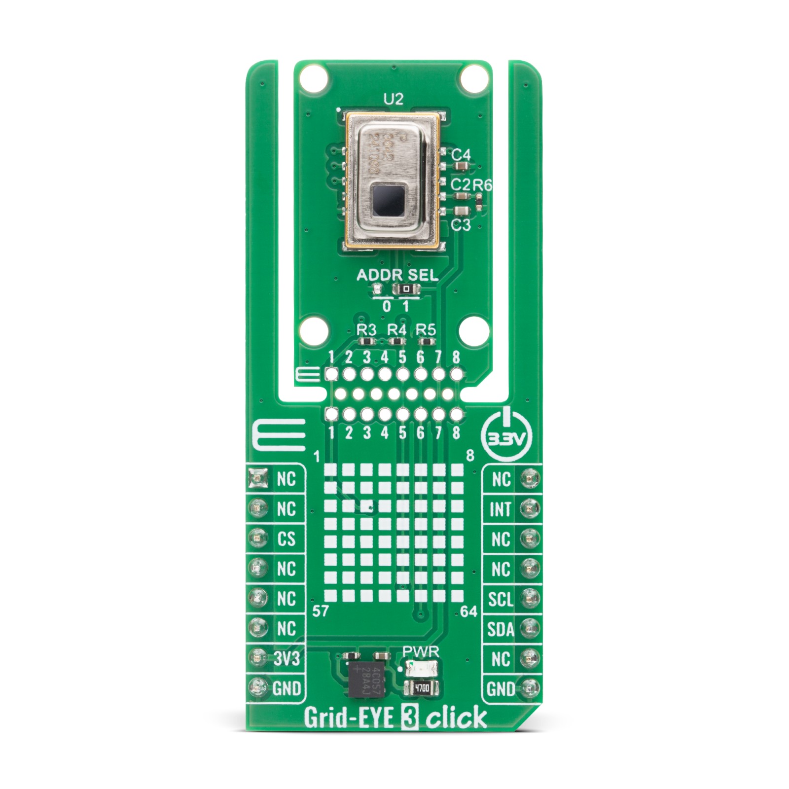 Grid-EYE 3 Click – Narrow-Type IR Array Sensor | MIKROE-6821