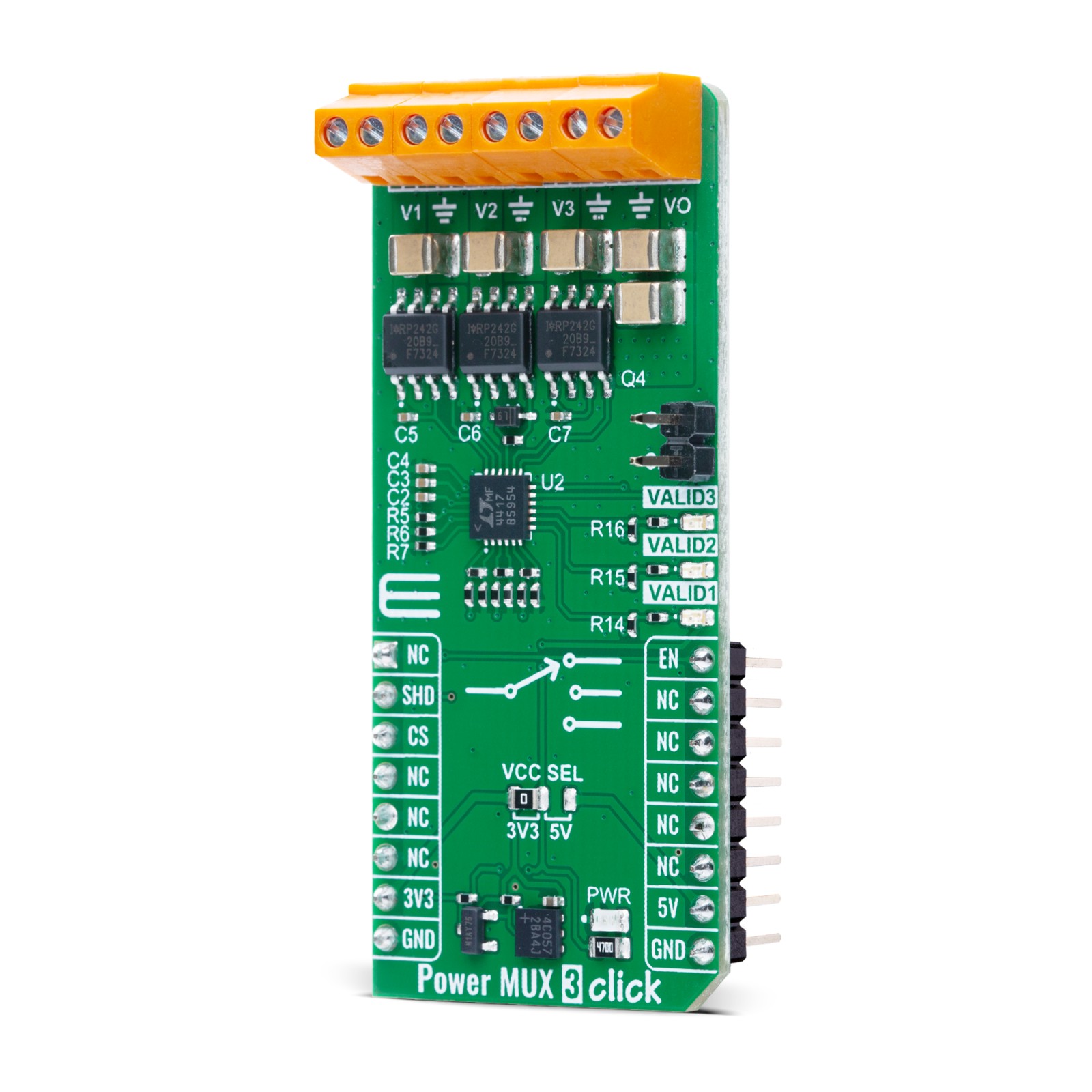 Power MUX 3 Click - Prioritized PowerPath™ controller | MIKROE-6622