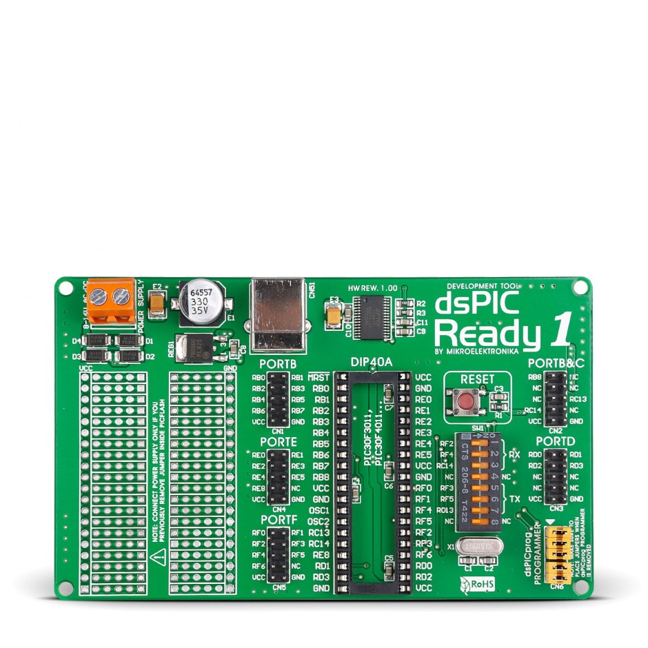 dsPIC-Ready1 Board | 40-pin dsPIC - MikroElektronika