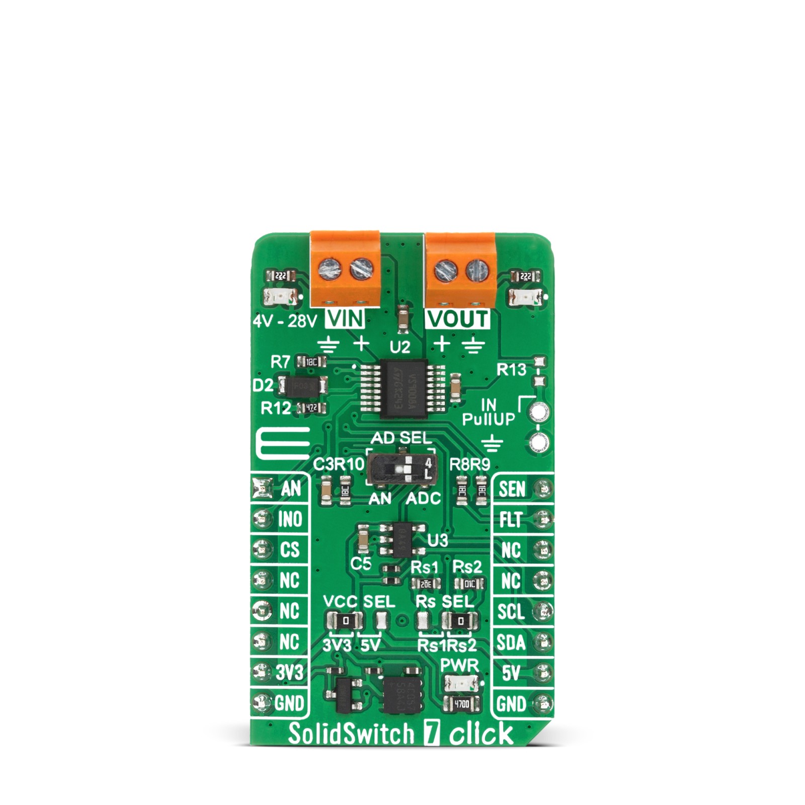 micchoページ SolidSwitch 7 Click - Intelligent High-Side Power Switch | MIKROE-6721